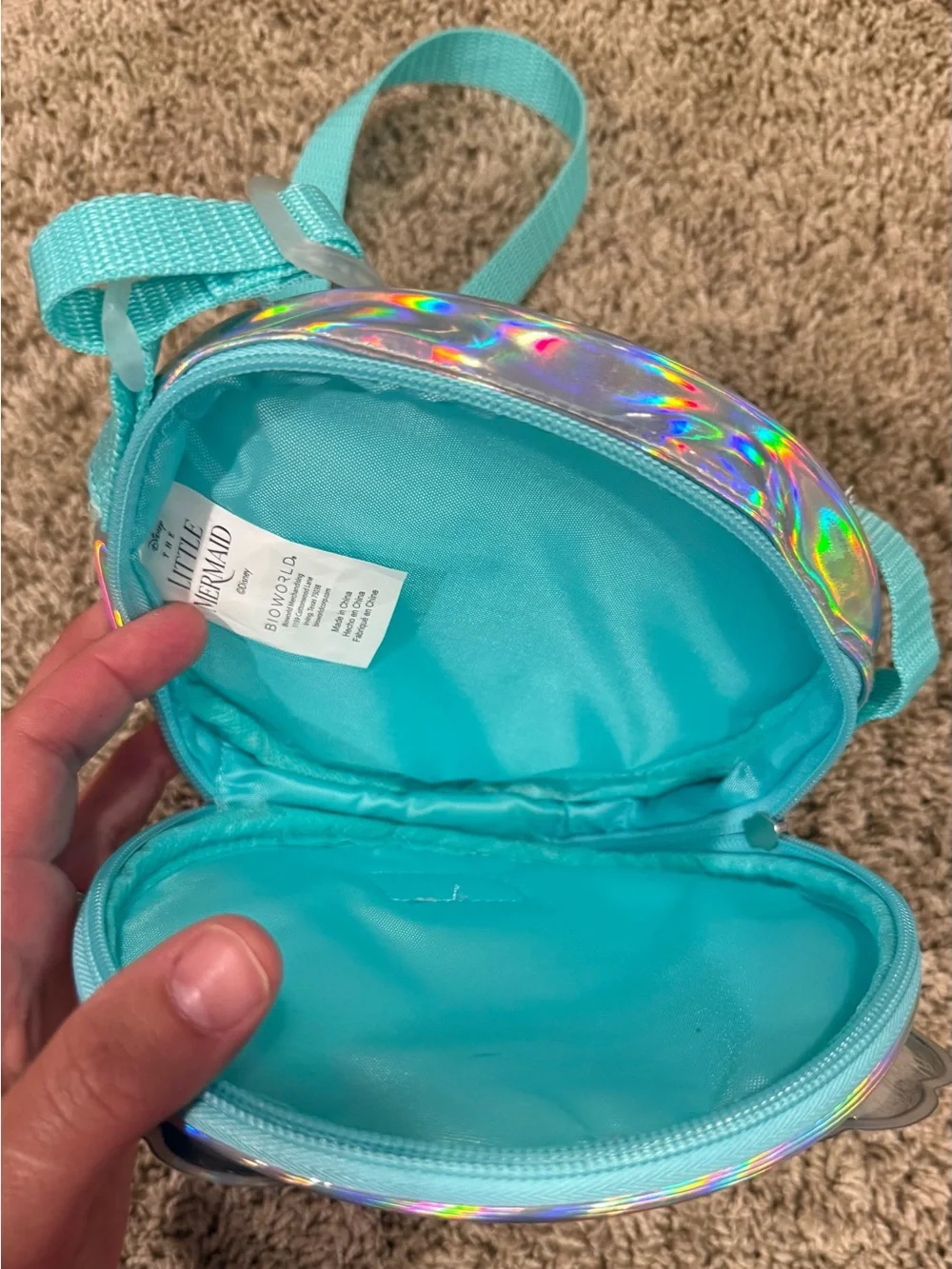 Disney Little Mermaid Shell Crossbody Purse Holographic